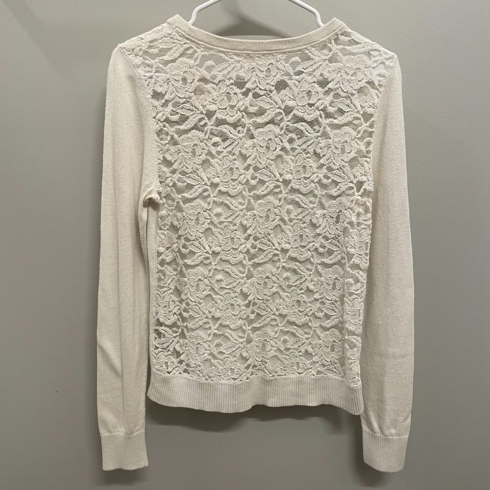 Abercrombie & Fitch Ivory Floral Lace Sweater - Picture 2 of 7